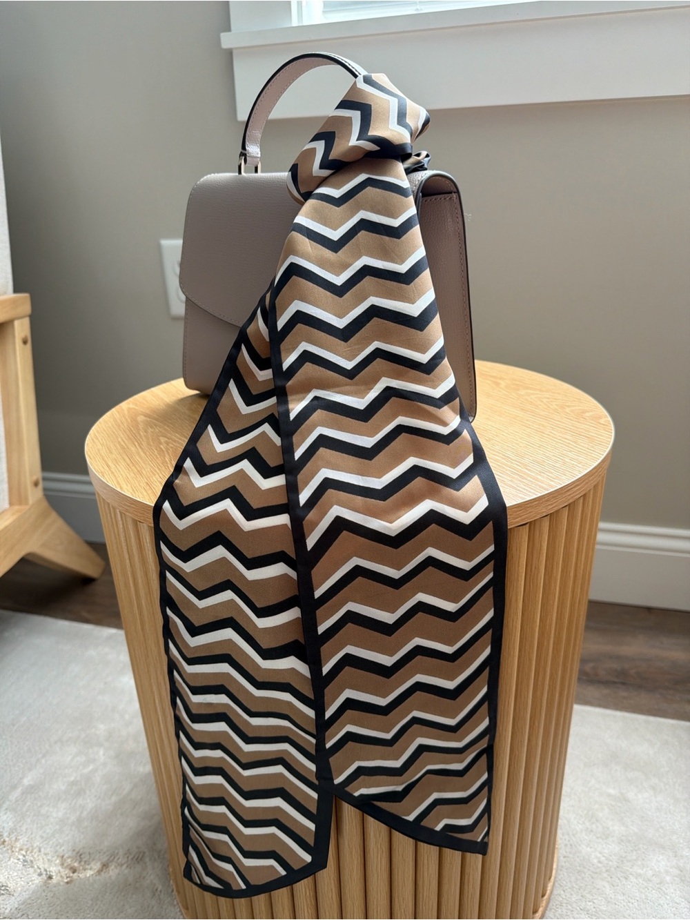 Chevron Pattern Scarf Wrap in Black, Brown & White